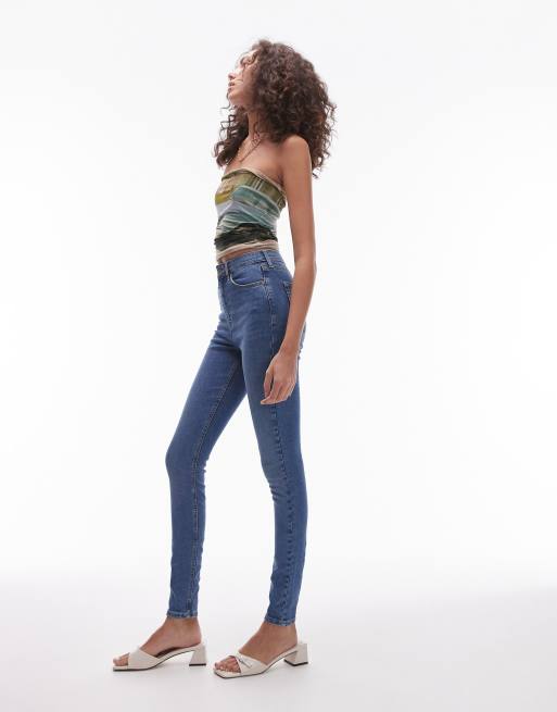 Topshop Tall Jamie high rise skinny jean in mid blue, 5 of 5