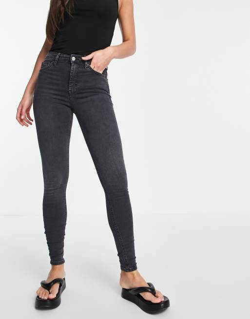 Topshop Tall Jamie jeans in washed black