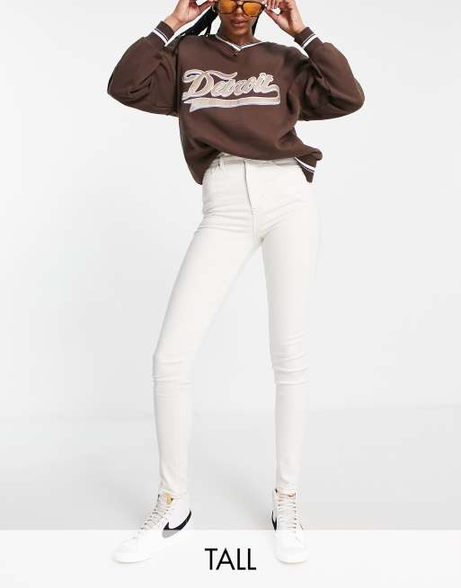 Topshop Tall - Jamie - Jeans in gebroken wit 