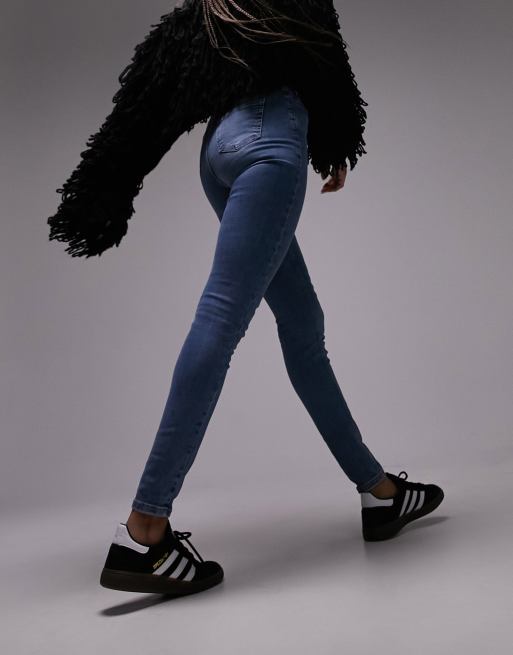 Topshop Tall Jamie jeans in mid blue