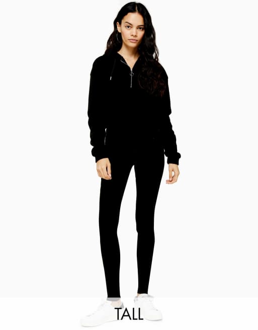 Topshop Tall – Jamie – Jeans in reinem Schwarz 