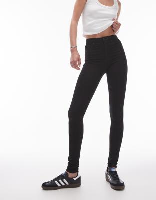 Topshop Tall - Jamie - Jeans in Schwarz mit hohem Bund