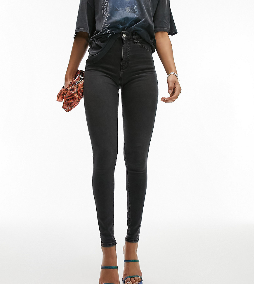 Topshop Tall Jamie jeans in washed black