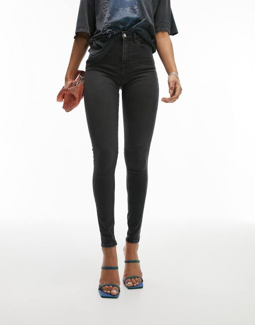 Topshop Tall Jamie jeans in washed black