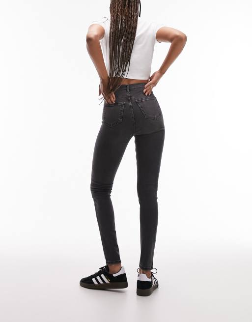 Topshop Tall Jamie jeans in washed black