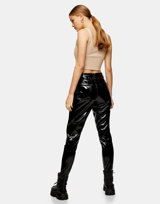 Topshop Tall - Jamie - Jeans in zwart vinyl, 2 van 4