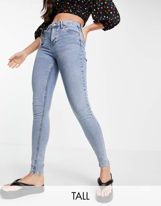 Topshop Tall Jamie jeans with abraded pocket in bleach | ASOS