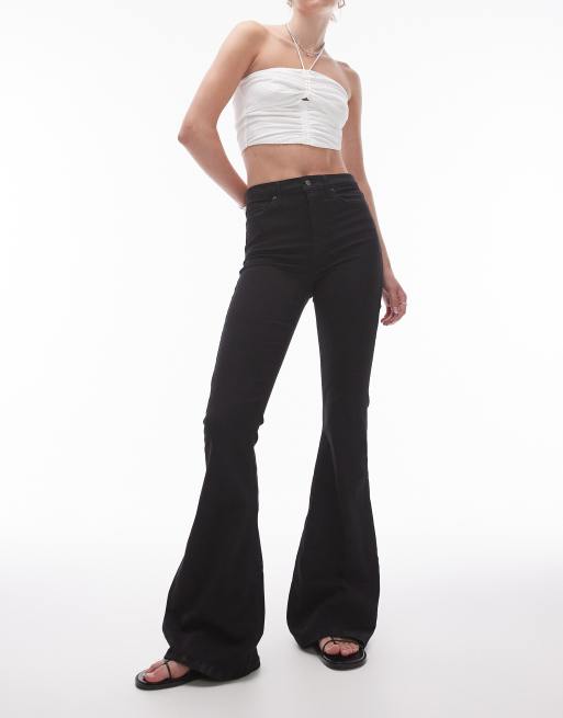 Topshop Tall – Jamie – Schlagjeans in Schwarz mit hohem Bund