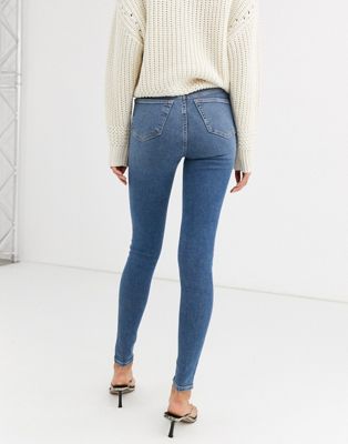 Topshop Jamie Tall High Waisted Skinny Jeans in Blue Size UK10 W28/L36 RRP  £40