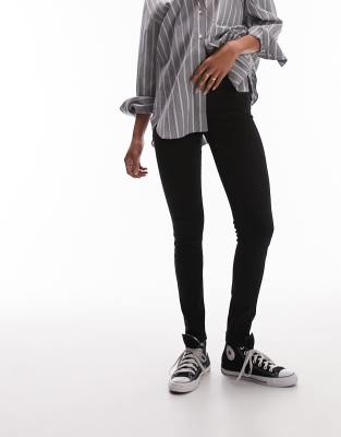 Topshop Tall - Jamie - Skinny-Jeans in Schwarz mit hohem Bund