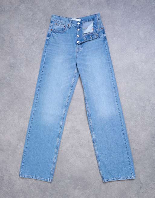 Topshop Tall - Jean droit large à taille mi-haute - Bleu moyen, 6 de 7