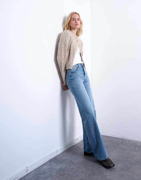 Topshop Tall - Jeans met halfhoge taille en rechte losse pasvorm in middenblauw - view 1