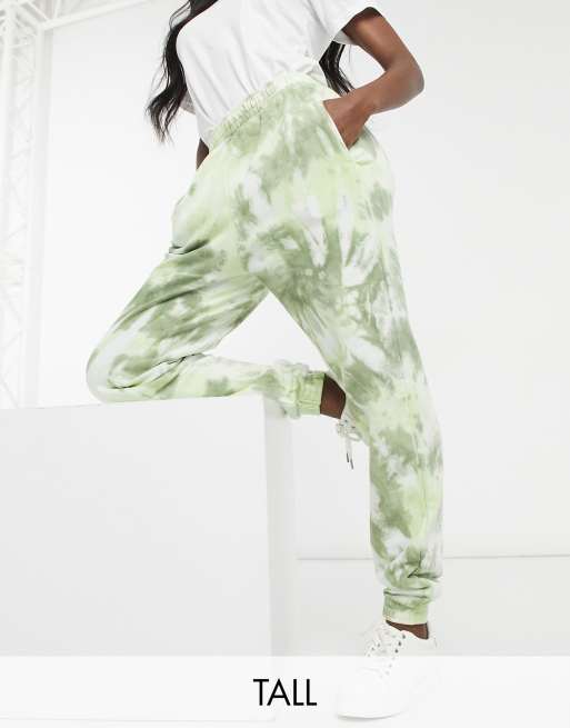 Topshop Tall - Joggers tie-dye verde kaki