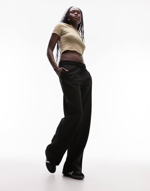 Topshop Tall - Joggingbroek met rechte pijpen in zwart 