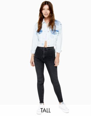 Topshop – Tall – Joni – Enge Jeans in verwaschenem Schwarz