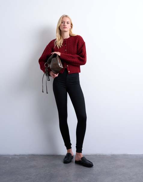 Topshop Tall Joni high rise skinny jean in black
