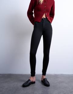 Model wearing Joni high rise super skinny jean in black