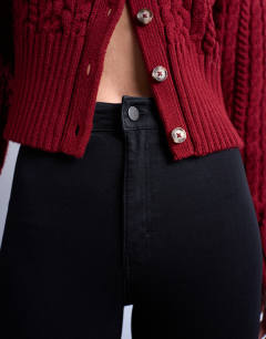 Model wearing Joni high rise super skinny jean in black