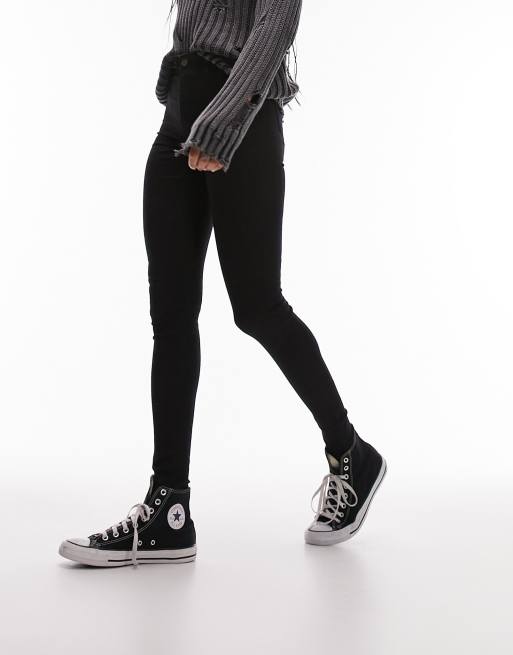 Topshop Tall Joni high rise super skinny jean in black