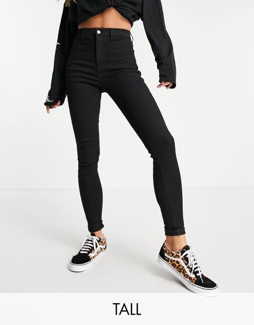 Topshop Tall Joni jeans in black