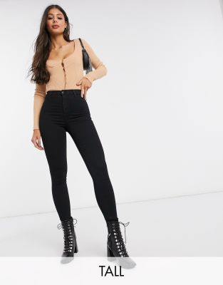 Topshop Tall - Joni - Jeans met riemlussen in zwart | ASOS