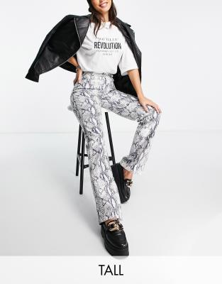 Topshop Tall - Joni - Pantalon élavé à imprimé serpent style années 90