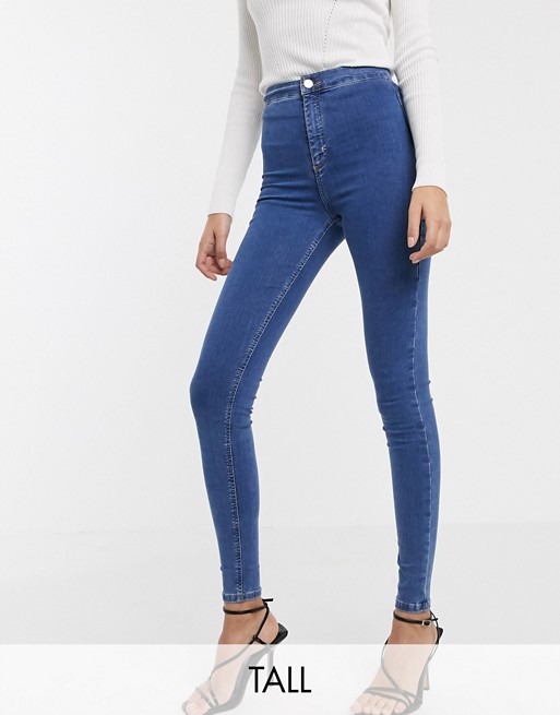 Topshop Tall Joni skinny jeans in mid wash blue | ASOS