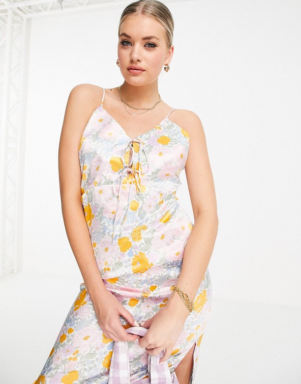  Najwyższa Jakość Topshop Tall – Kolorowa sukienka midi w kwiatowy wzÓr w stylu vintage Wielokolorowy