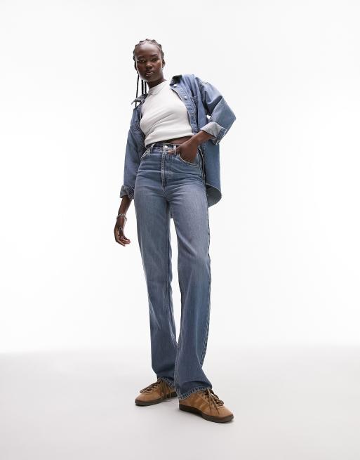 Mid blue straight 2025 leg jeans topshop