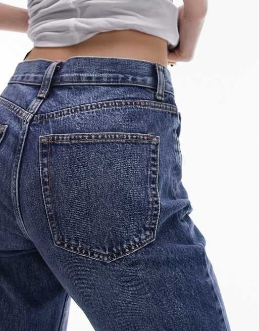 Topshop Tall – Kort – Straight Jeans in Mittelblau mit hohem Bund, 2 von 5