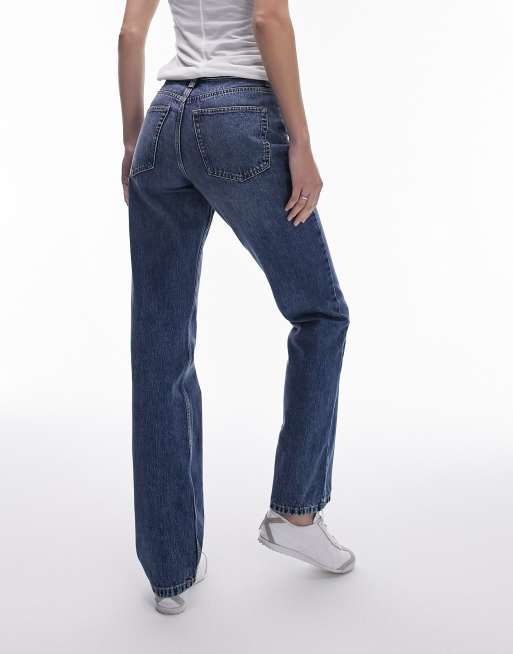 Topshop Tall – Kort – Straight Jeans in Mittelblau mit hohem Bund, 3 von 5