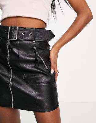 topshop leather zip skirt