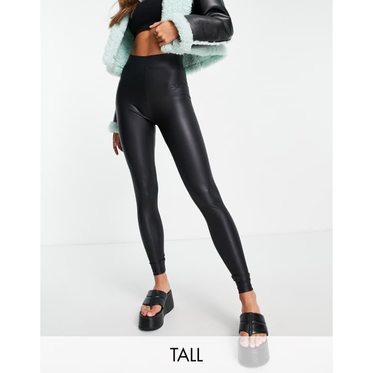 Topshop leather look legging in black