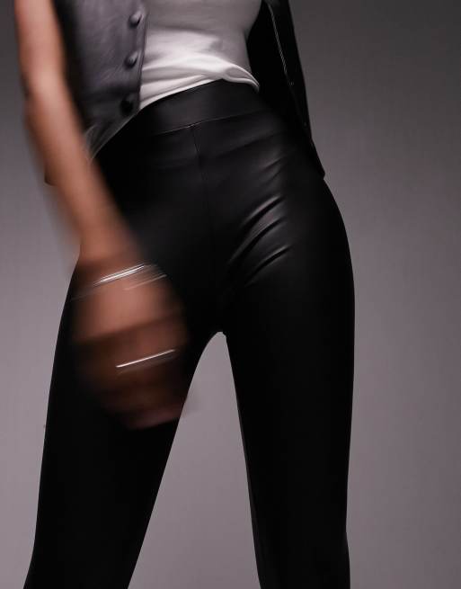 ASOS DESIGN Tall leather look leggings in black