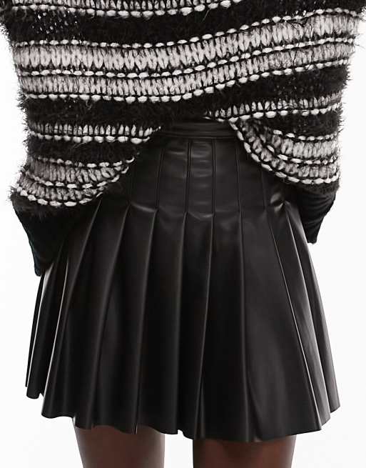 Pleated leather mini skirt topshop hotsell