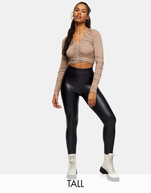 Topshop Tall - Legging en imitation cuir - Noir