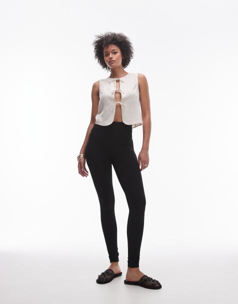 Topshop Tall – Leggings in Schwarz mit hohem Bund - view 1