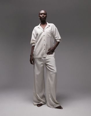 Topshop Tall linen shirt and trouser pyjama set