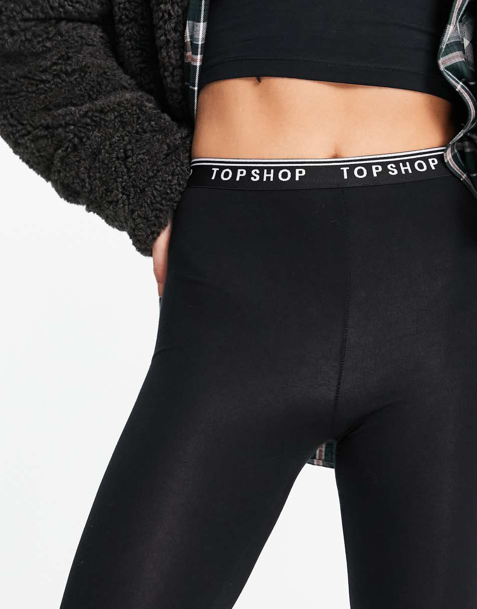 Topshop Tall high waist leggings in black