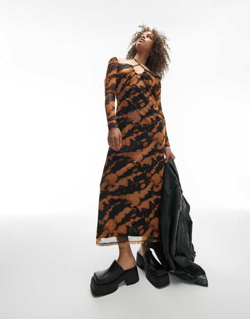 Burnt orange leopard print dress sale