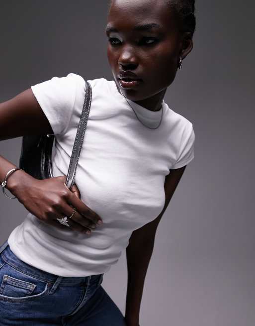 Topshop Tall longline everyday tee in white, 4 of 4