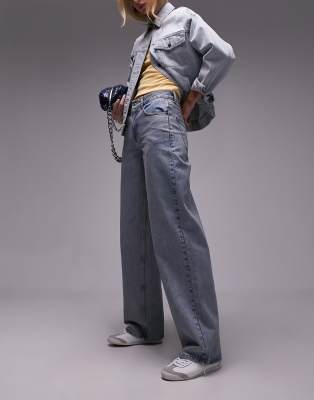 Topshop Topshop Tall low rise Cinch back jeans in vintage bleach-Blue