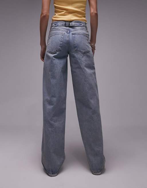 Topshop Tall low rise cinch back jeans in vintage bleach, 2 of 5