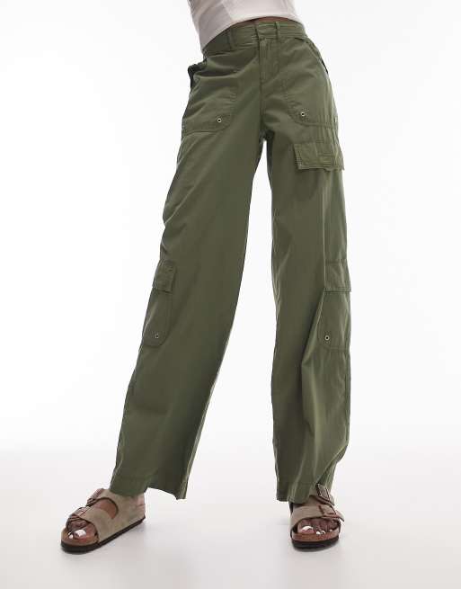 Topshop Tall low rise y2k cargo pants with eyelet details in khaki