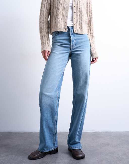 Topshop Tall – Mellanblå, raka jeans med medelhög midja och ledig passform, 2 av 7