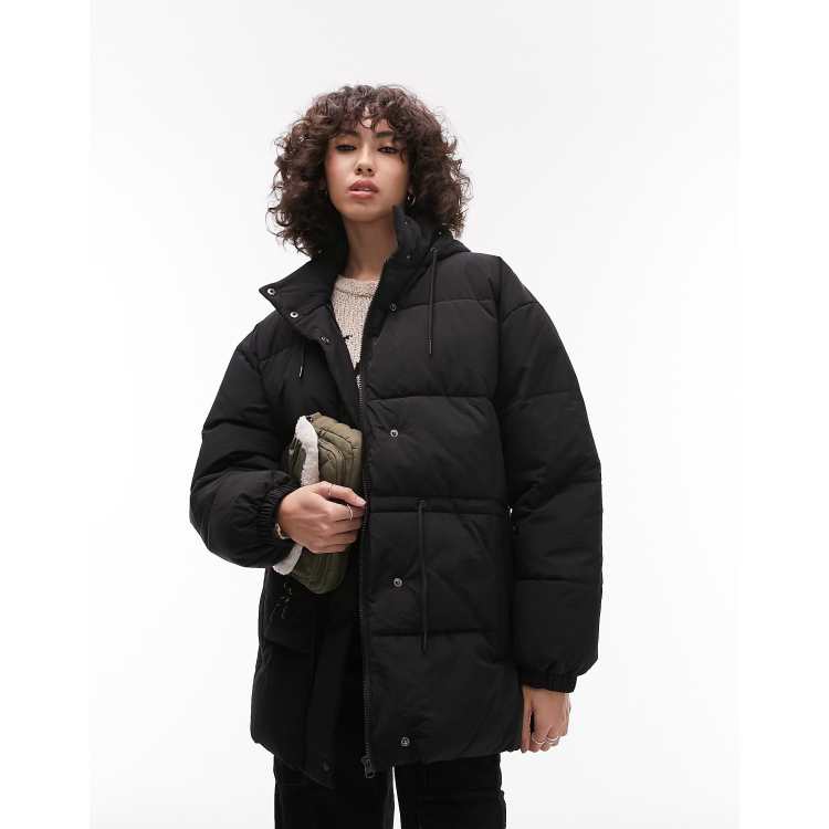 Topshop black 2025 wrap puffer jacket