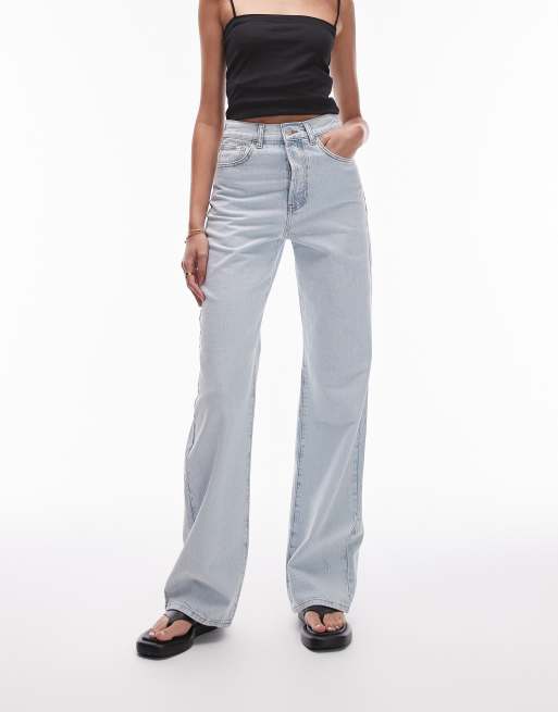 Topshop Tall mid rise loose fit straight jean in bleach, 4 of 5