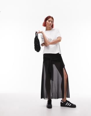 Topshop Tall - Midirock in Schwarz mit Knoten