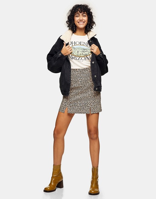 Topshop Tall mini skirt in leopard print