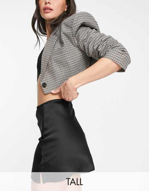 Topshop Tall - Minigonna in raso nera in coordinato